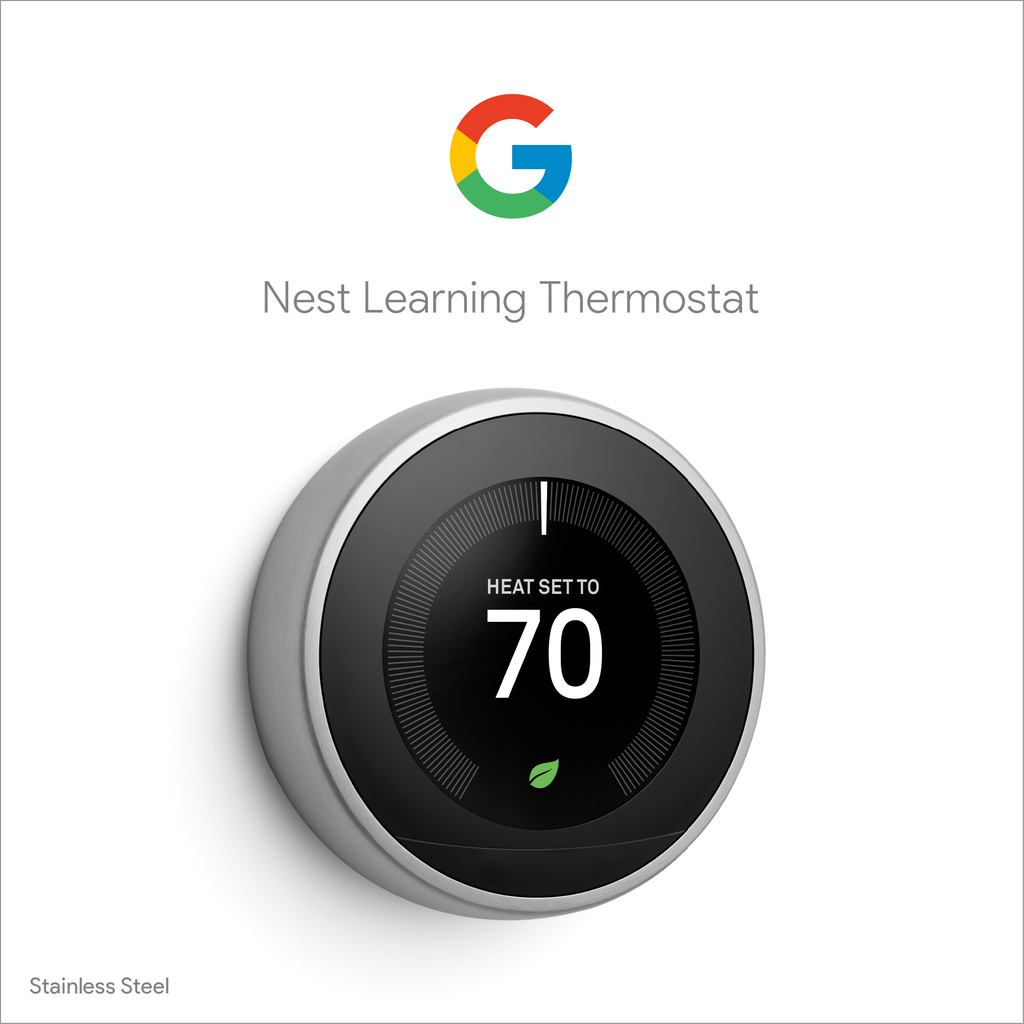 Google Nest Learning Thermostat (3rd Generation) Stainless, 55 OFF