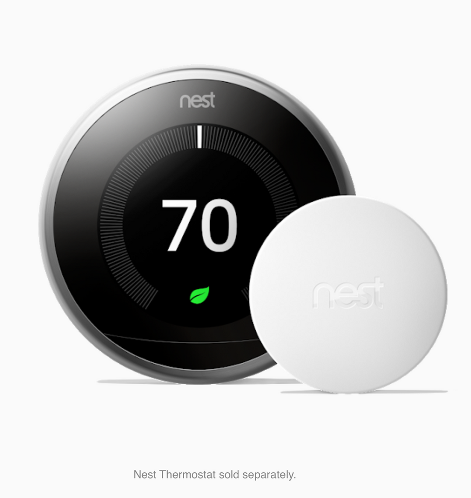 Nest thermostat (sold separately) and Nest temperature sensor. 